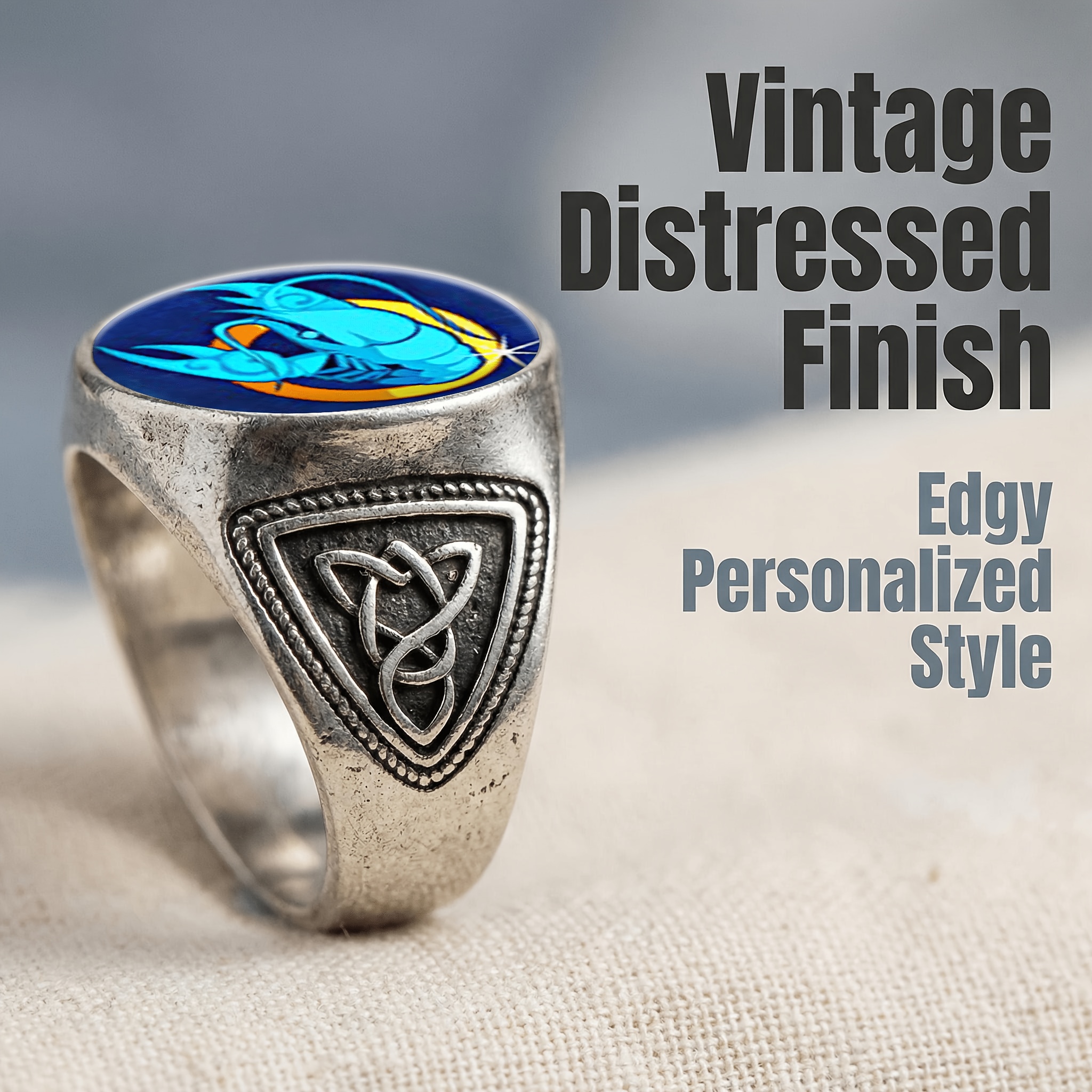 Classic Side-Carved Open Ring with Scorpion Pattern